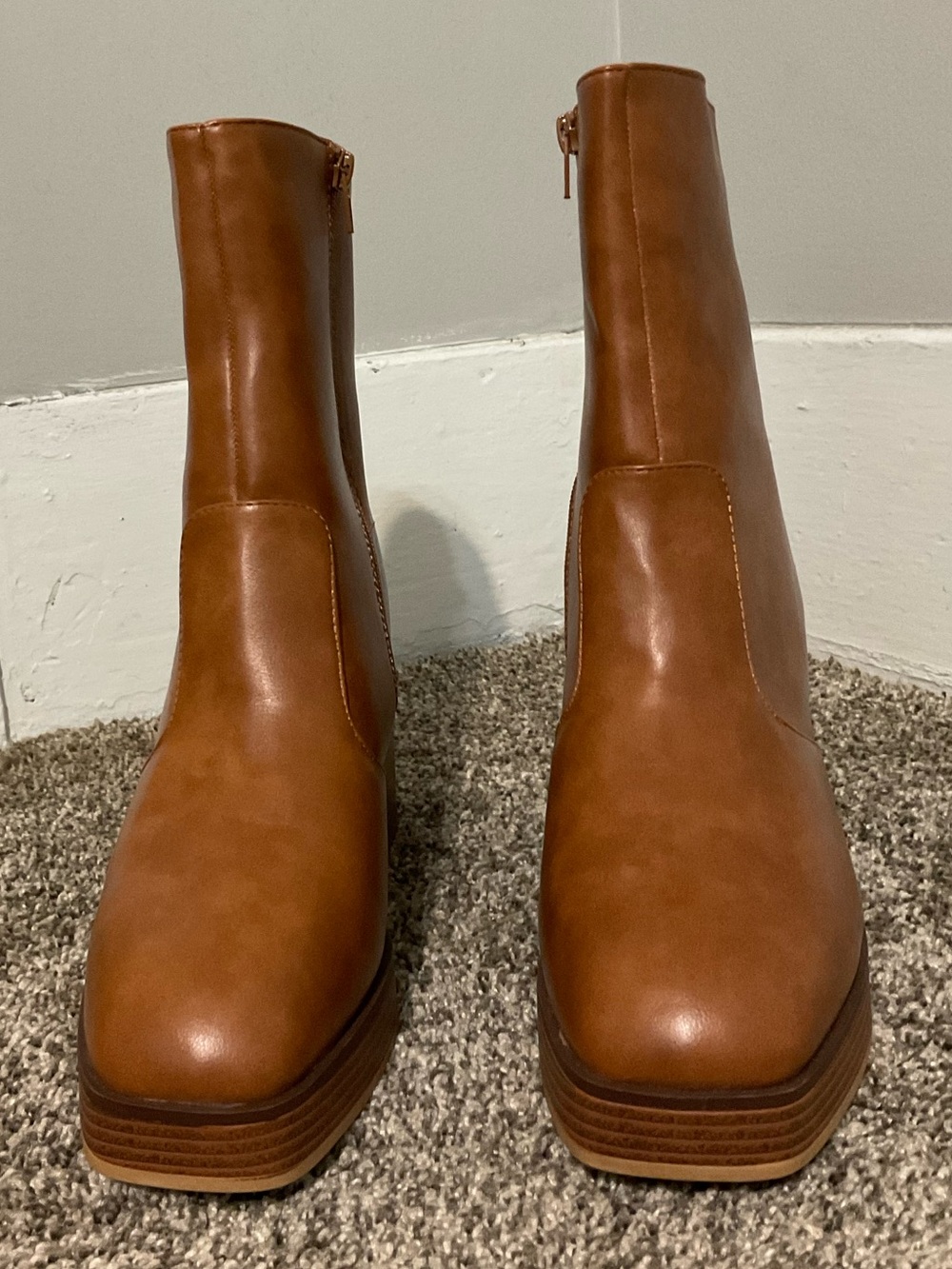 Maurices Candace Cognac Y2K Platform Block Heel Ankle Boots - 11M - Picture 2 of 11